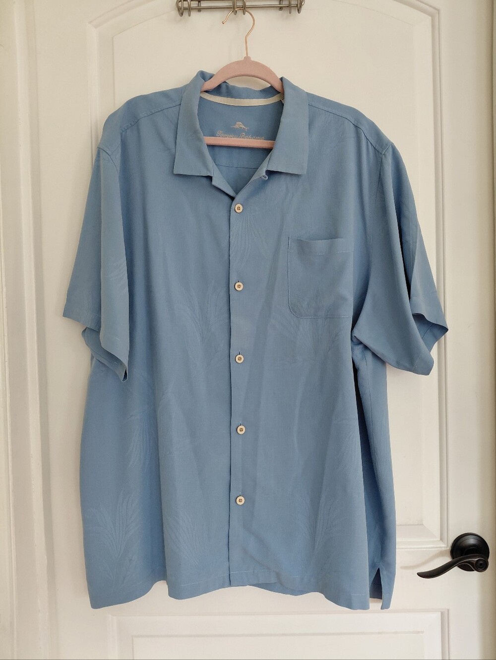 Tommy Bahama Shirt Mens XXL Blue Floral Short Sleeve Button-Up Silk Relaxed Fit